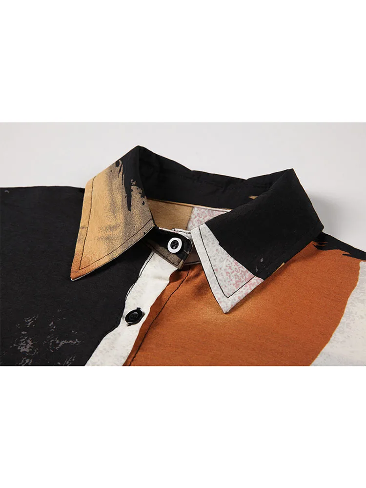 Женские винтажные модные блузки с масляным принтом уличная одежда рубашки