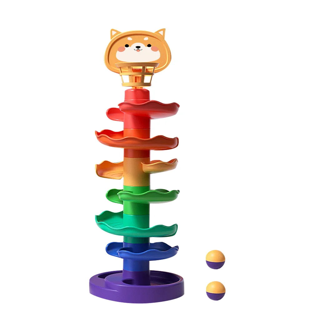 

1 Set of Multi-layer Drop and Roll Tower Plastic Kids Colors Cognitive
