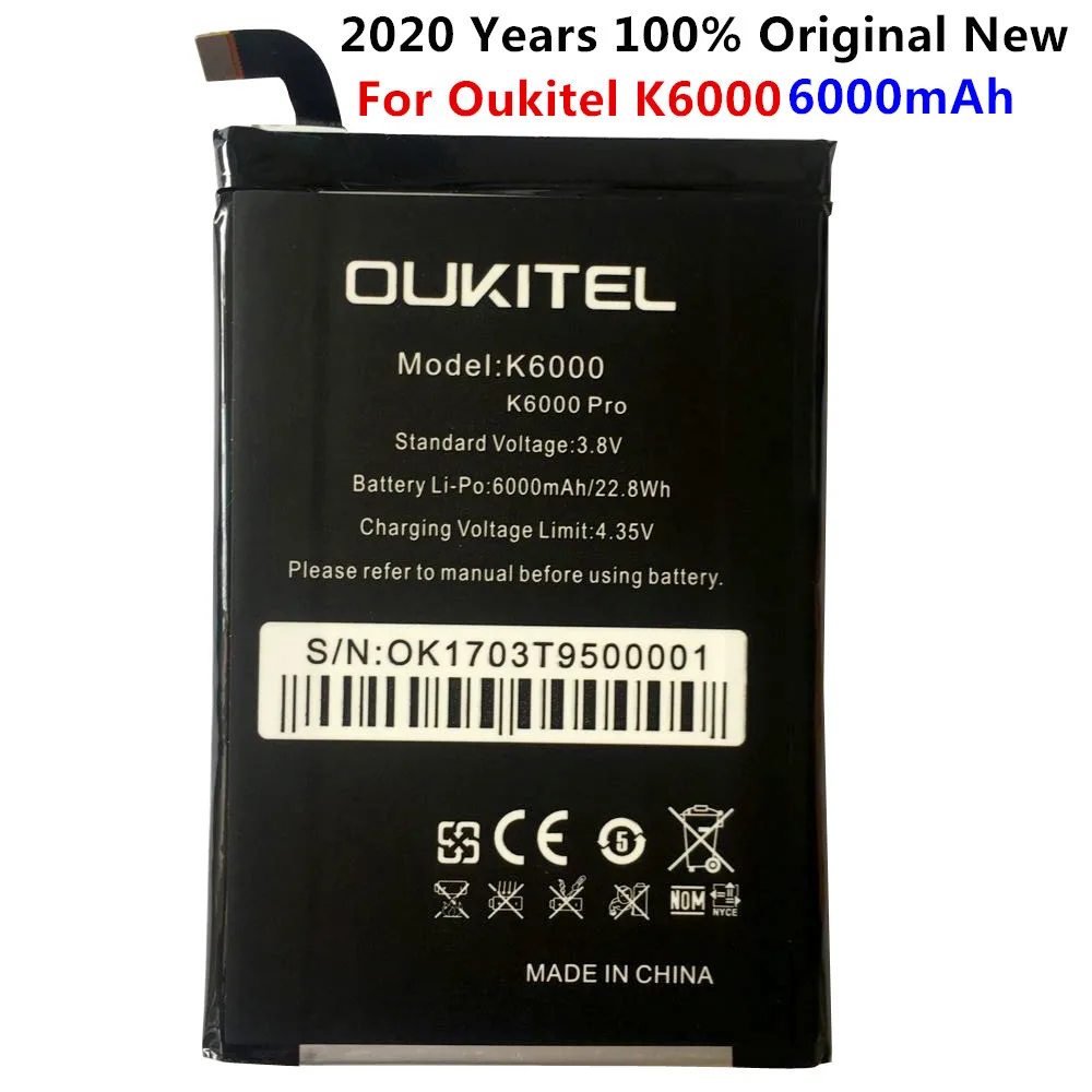 

2020 New 100% IST Original K6000 Pro Mobile Phone Battery For Oukitel K6000 Real 6000mAh High Quality Replacement Battery