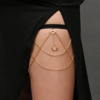 beach style fashion ladies gold color metal multilayer leg chain for women body jewelry trendy insect spider pendant thigh chain