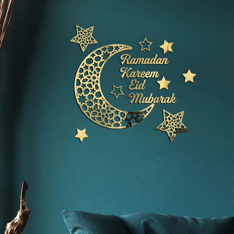 

Eid Mubarak Decor Star Moon Acrylic Mirror Wall Stickers Ramadan Decoration 2022 Ramadan Kareem Islamic Muslim Party Wall Decor
