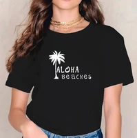 aloha beach print shirt hawaii tropical funny tshirt woman harajuku fashion tops vacation graphic tees vintage kawaii clothes