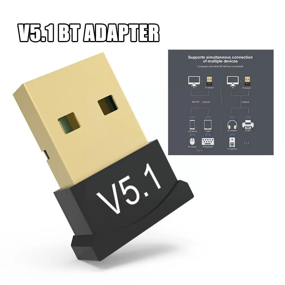 

USB Bluetooth-compatible 5.1 Adapter Receiver Bluetooth-compatible Audio Dongle Wireless USB Adapter For Computer PC Laptop V8J9
