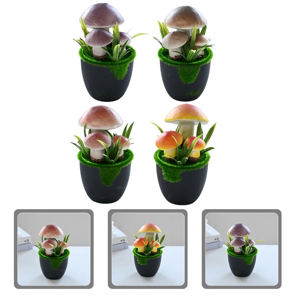 4 шт. имитация мха трехголовые мини-грибы украшения для сада в горшке