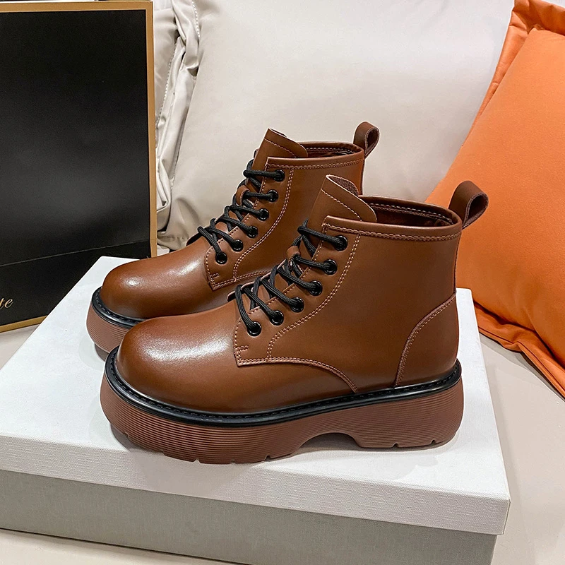 

Ladies Fashion British Style Platform Womens Boots Personality Retro Increase Heel Women Shoes 2022 New Fall Winter Low Boots