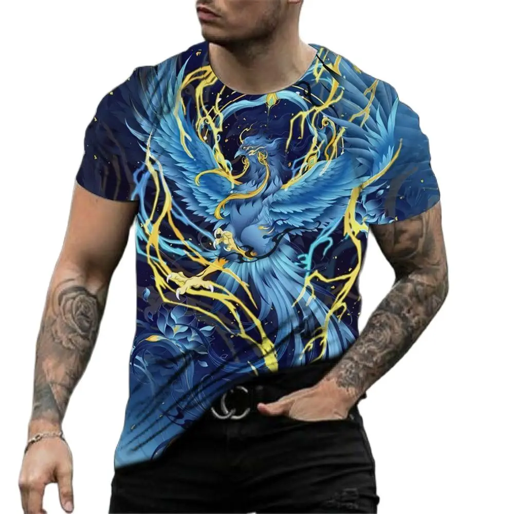 

Trend Style Summer Men's T-shirts 3d Phoenix Print GraphicShort Sleeve Tops Fashion Hip Hop Tees MenOversized T shirt Vintage