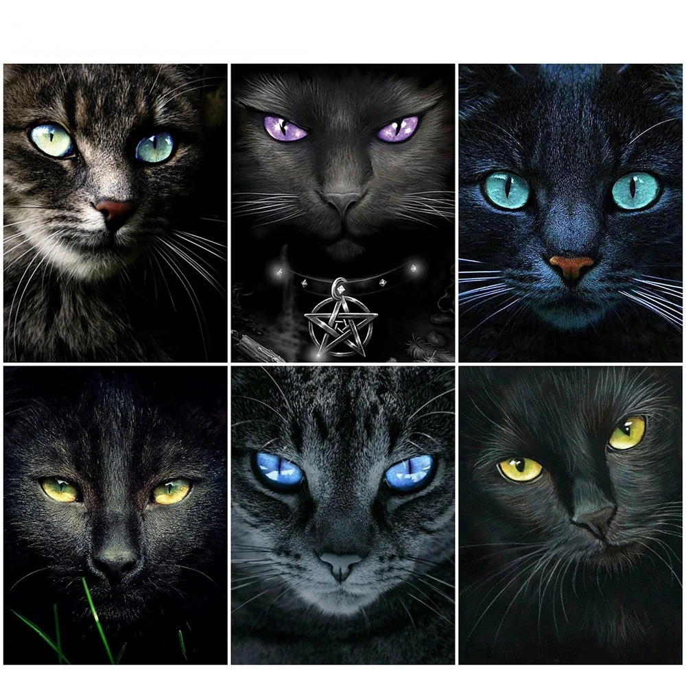 

Diamond Painting Black Cat Diamond Embroidery Animals Cross Stitch 5D DIY Mosaic Rhinestone Handmade Gift Art