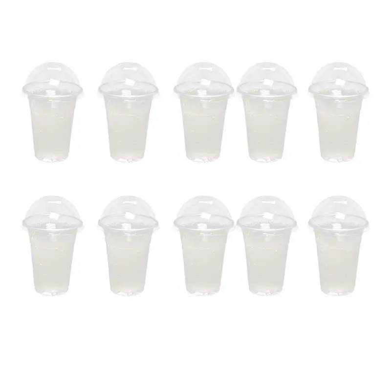 

50 Pcs 500ml Disposable Clear Plastic Cups with a Hole Dome Lids for Tea Fruit Juice Milk Tea with Covers