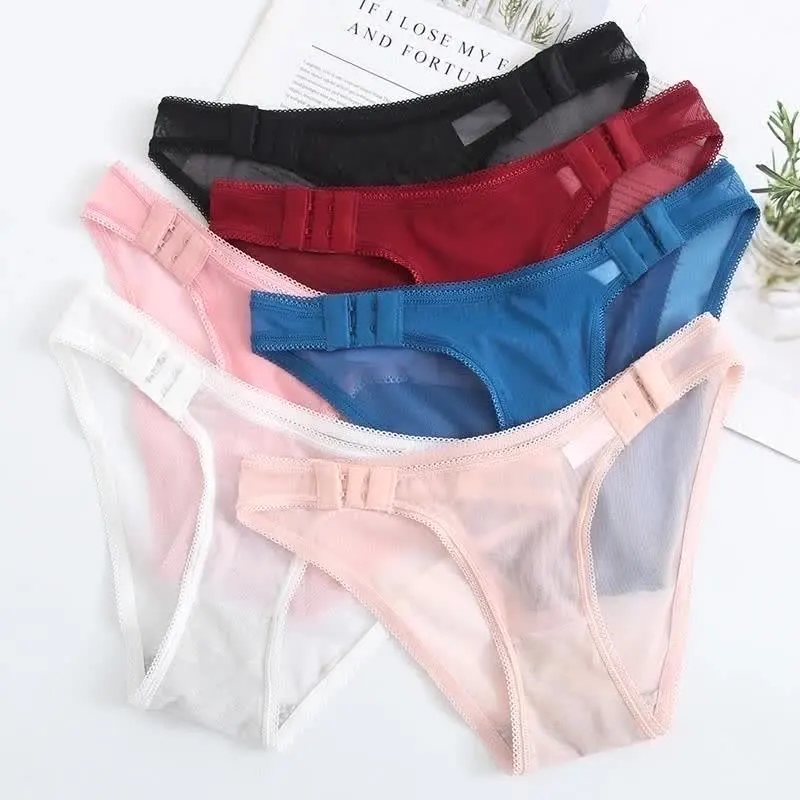 

Seamless Sexy Briefs Cunt Pantie Woman Sexi Lingeri Low Waist Girl Mesh Underwear Breathable Pink Hook Buckle Ladies Panti