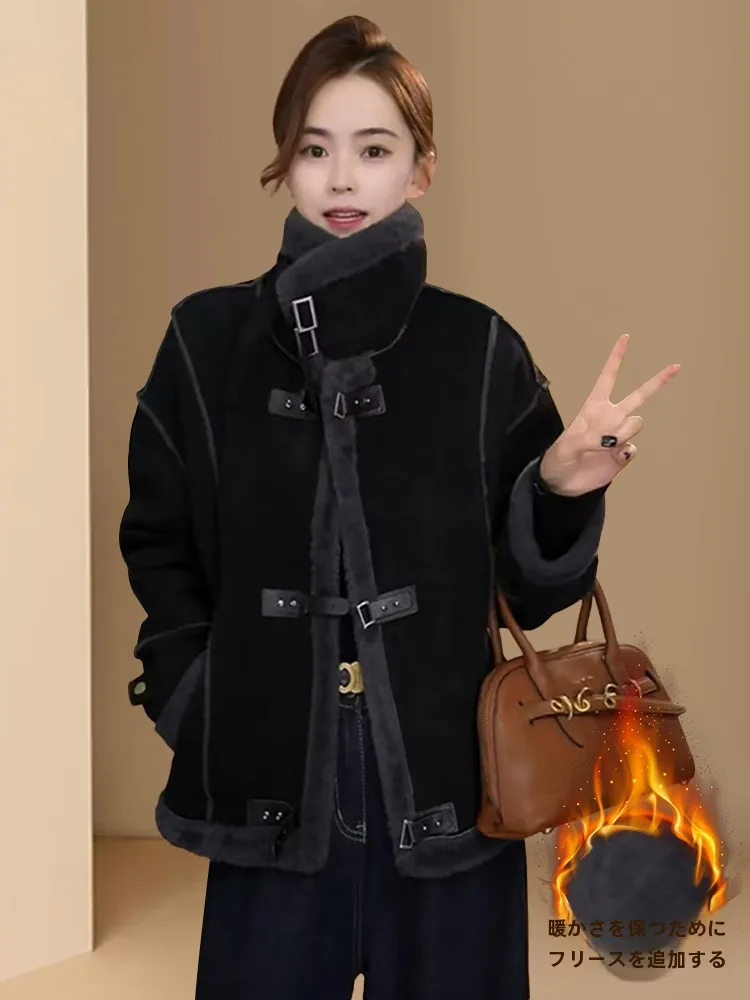 Меховая интегрированная берберская флисовая верхняя одежда для женщин осень и