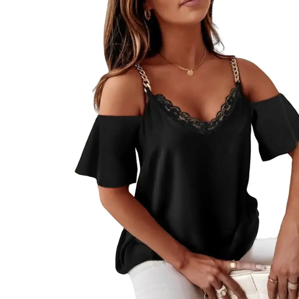 

Блузка Женская Базовая с V-образным вырезом и коротким рукавом