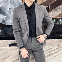 jacket pants fashion boutique pure color slim mens casual business three piece suit groom wedding stage tuxedo size s 7xl