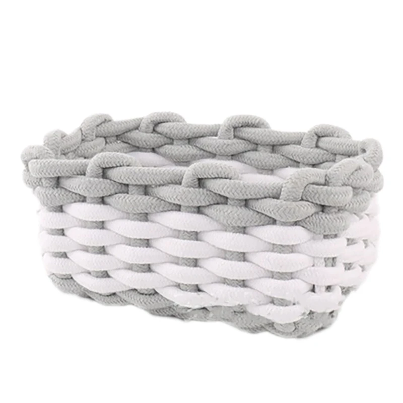 

Хлопковая веревка ручной работы, корзина для хранения, декоративная мебель для дома, мягкая настольная маленькая корзина для хранения