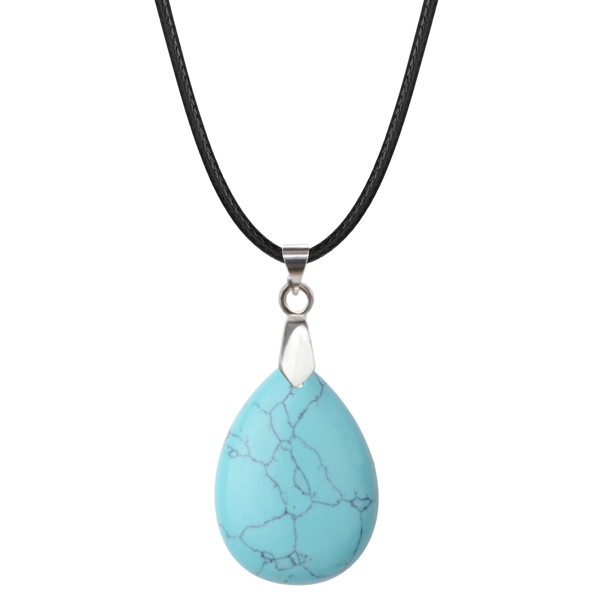 

Turquoise 25x35MM Teardrop Stone Pendant Necklace for Women Men Healing Chakra Crystal Spiritual Waterdrop Jewelry