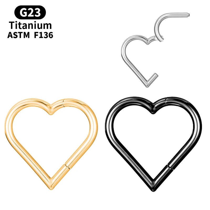 

Сердце для пирсинга G23 титановая перегородка для губ Daith Helix Clicker кольца для носа диафрагма пикантные серьги хрящ ювелирные изделия для тела