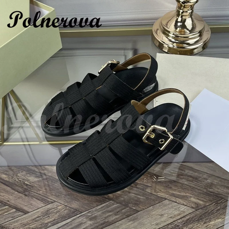 Retro Woven Baotou Sandals Women's Flat Leather Hollow Fashion Roman Shoes Flat Platform Summer Casual Shoes Summer New In