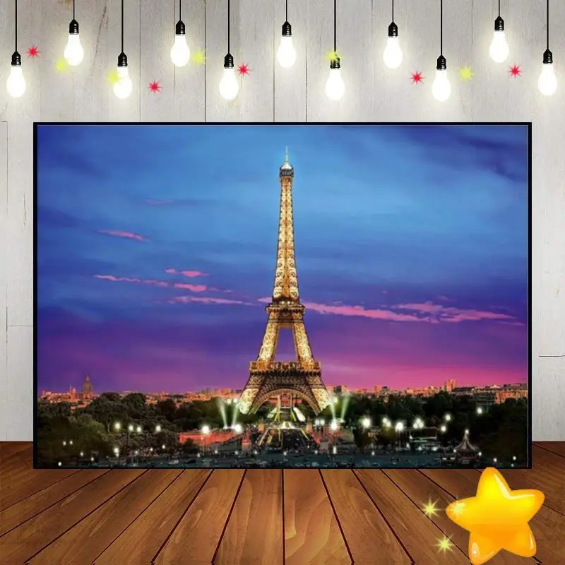 

Eiffel Tower Paris Landmark Global Background Photography Backdrops Party Photo Decoration Baby Shower Banner Birthday Backdrop