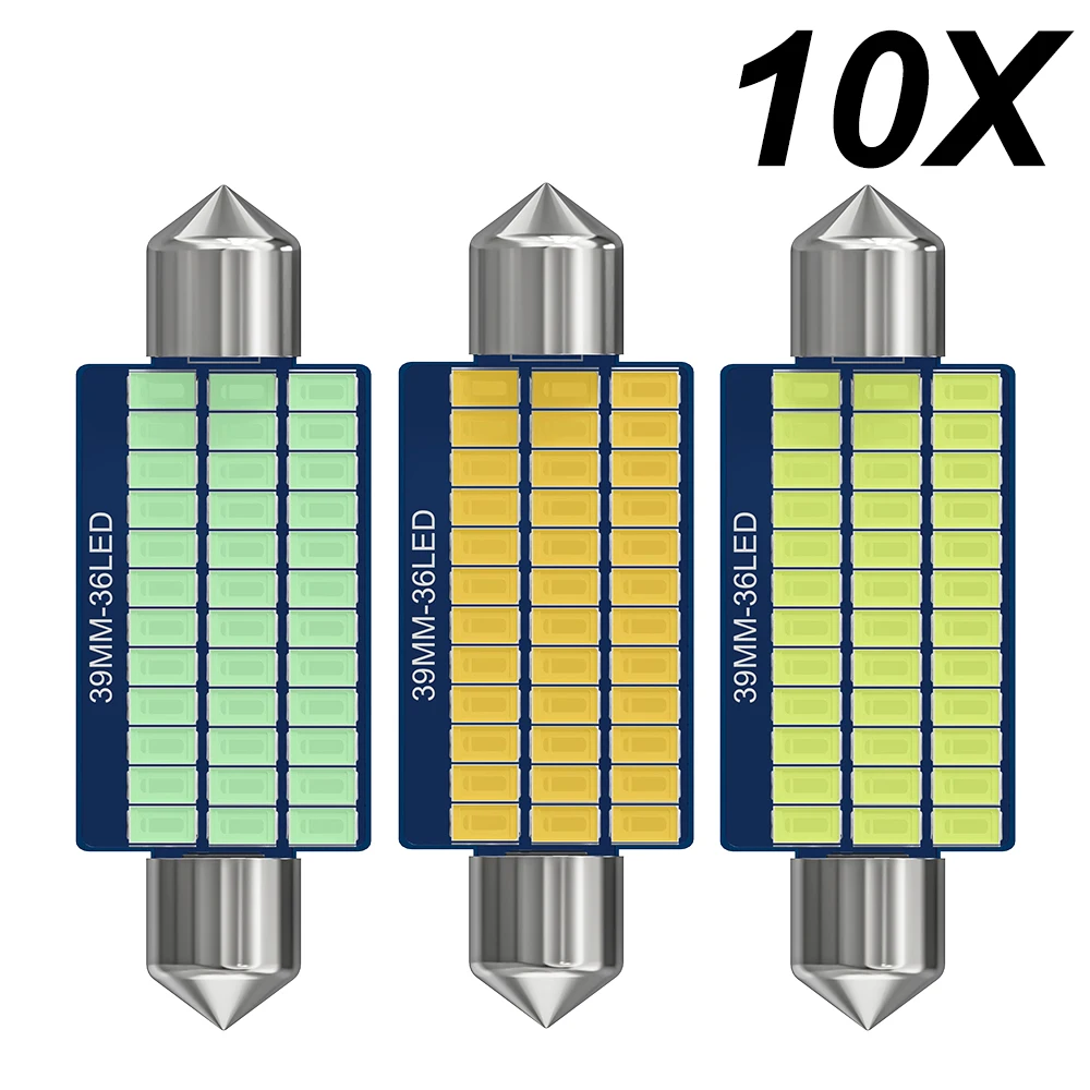 10x гирлянда 31 мм, 36 мм, 39 мм, 41 мм, C5W, C10W светодиодный Светодиодная лампа Canbus, без ошибок, светодиодный светильник ПА для чтения салона автомобиля, лампы для номерного знака 3014 SMD