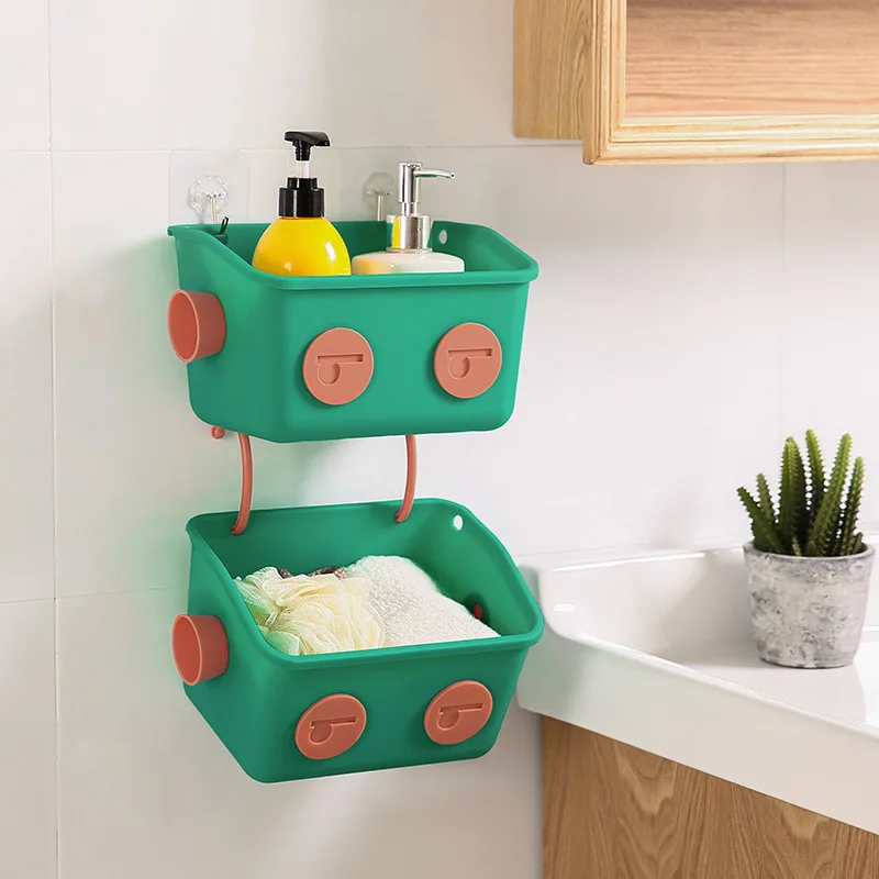 

Cute Sundries Hanging Basket Bathroom Cosmetic Storage Basket Kitchen Drain Box Puch-free Bedside Snack Storage Container