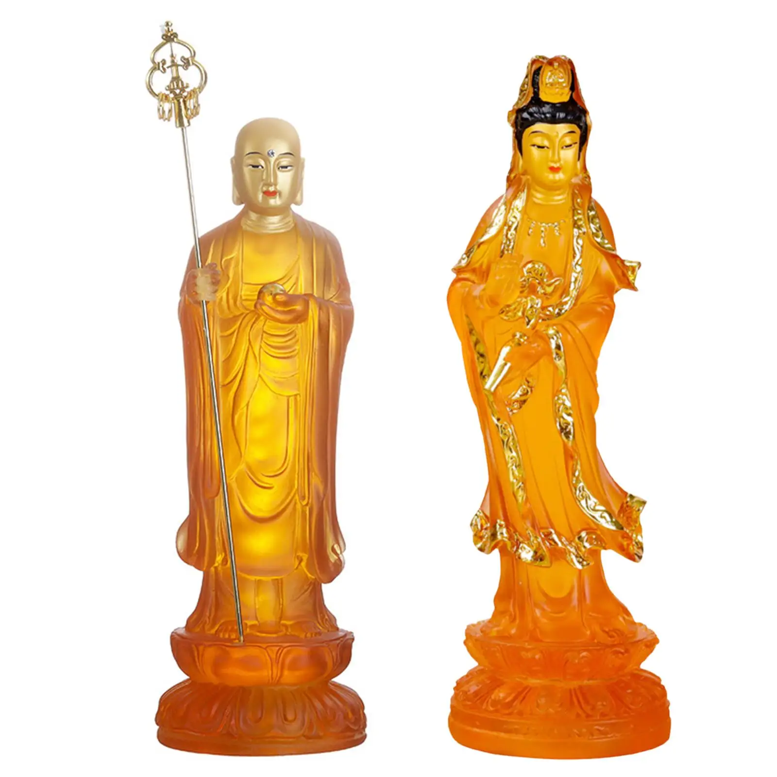 

Статуя буддистского янтаря из смолы, статуэтка планшетов Avalokitesvara для стола, прозрачная скульптура, украшения для йоги