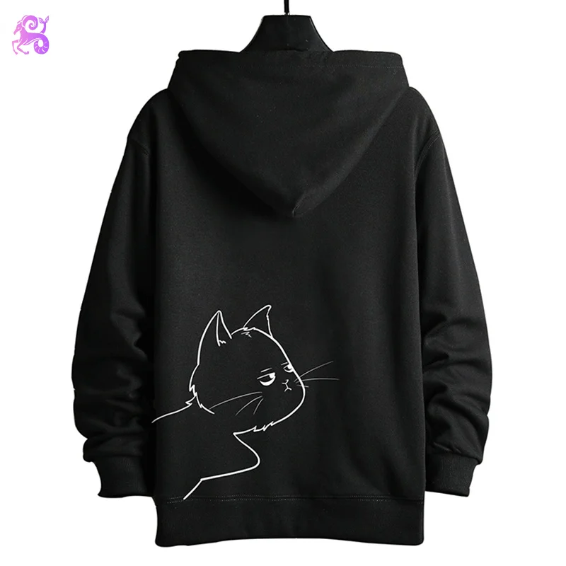 

2022 Men's Hoodie Jacket Winter Fashion Cute Cat Print Couple Street Wear Cardigan Hooded Jacket Street Wear Men's Coat