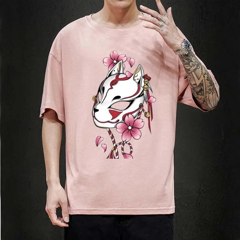 

2022 new Chinese style fox print men's street high quality T-shirt fashion summer loose cotton short sleeve Tops shirt Tees y2k