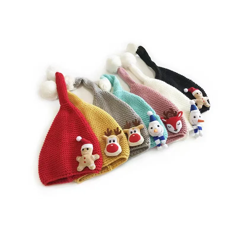 

Baby Christmas Hat Winter Kids Beanie Cute Cartoon Knitted Kids Cap Infant Toddler Bonnet Bebe Children Hat for Girls Boys 1-4Y
