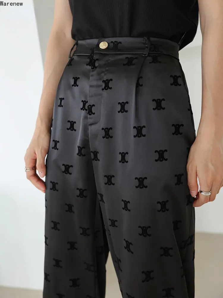 

Женские повседневные широкие брюки с геометрическим принтом, черные свободные мягкие брюки полной длины с высокой талией, лето 2023