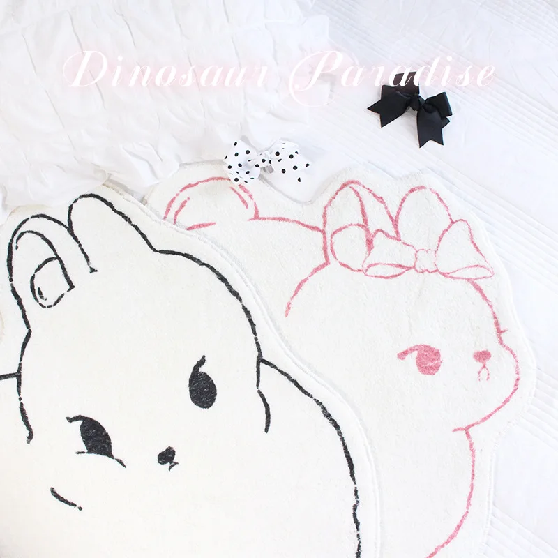 Милый Плюшевый коврик с рисунком кролика мягкий для двери напольный ковер дома