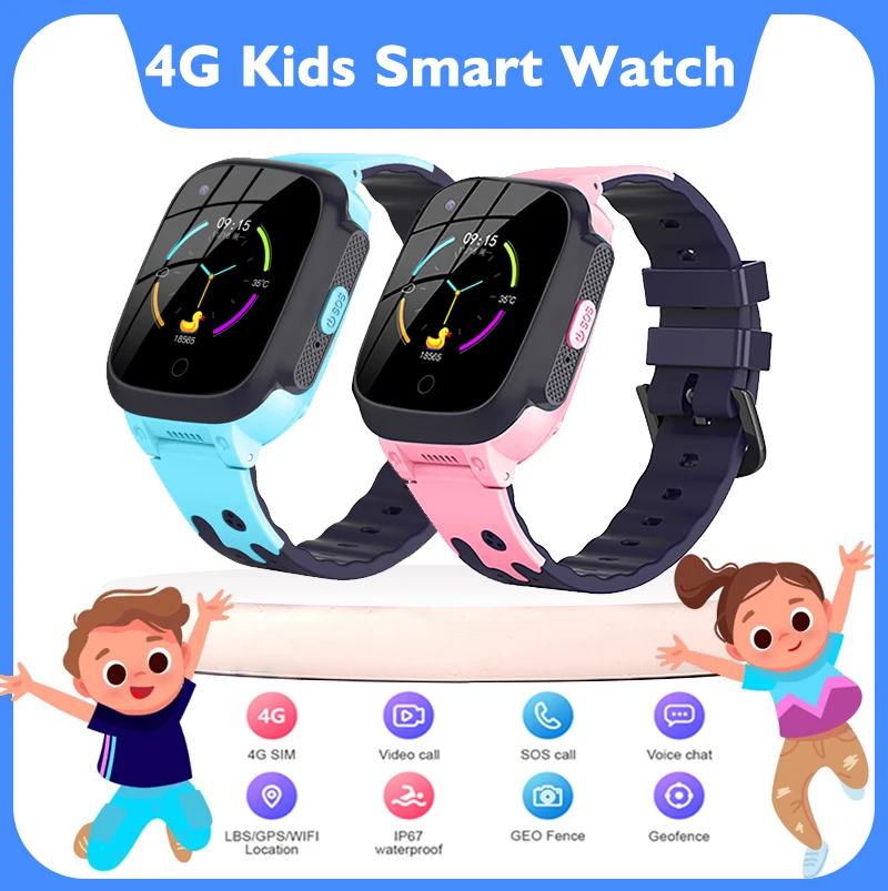 Kids Smart Watch 4G Phone Watch Camera Video Call waterproof GPS LBS WIFI Tracker Thermometer Voice Chat Gift For Boys Girl