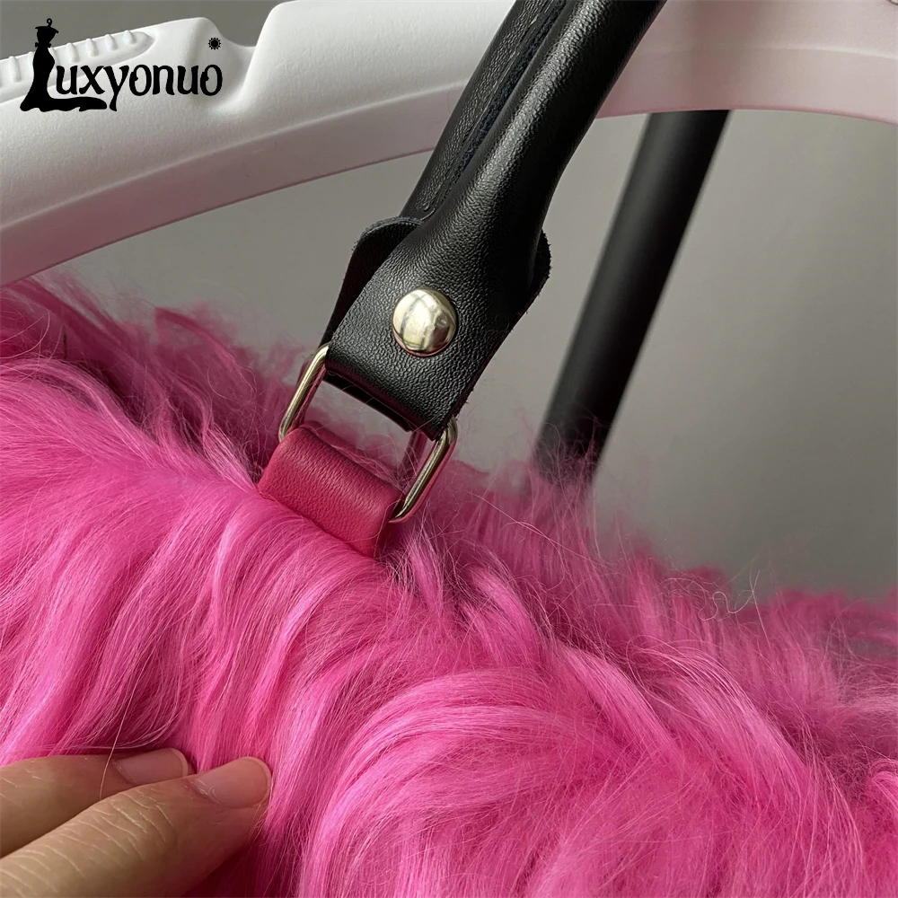 Роскошная монгольская меховая сумка Luxyonuo для женщин Осень-зима женская модная