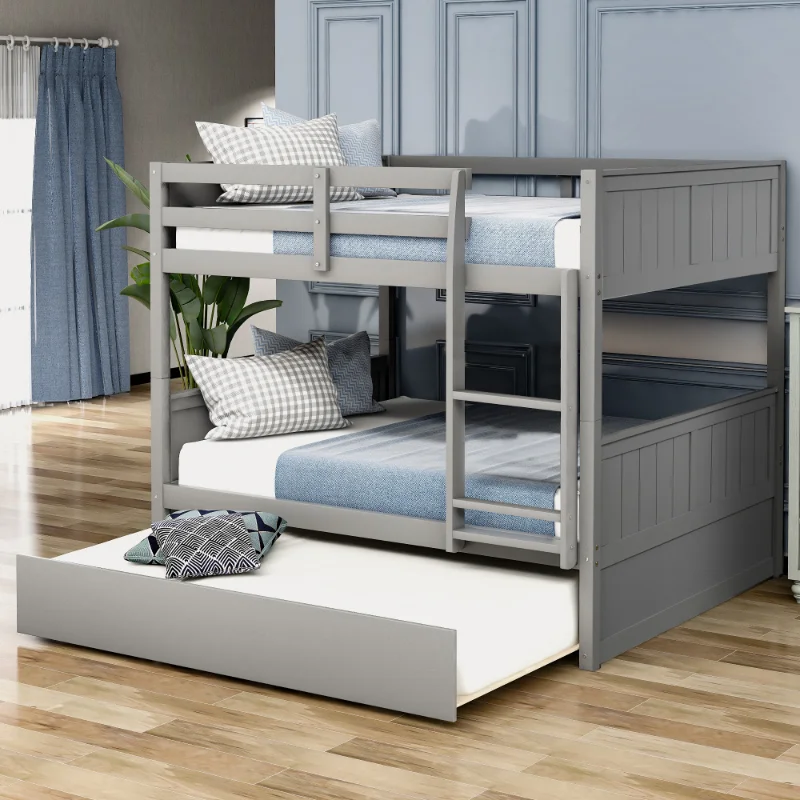 

Ull Over Full Bunk Bed with Twin Size Trundle\ Gray ( Old Sku: LP000150AAE ) Gray Solid Wood [US Stock]