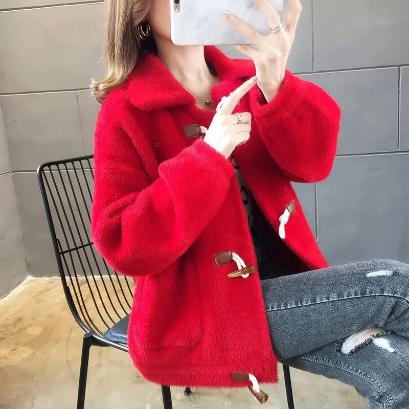 Женский топ из норкового меха свободное трикотажное пальто в Корейском стиле