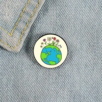 happy earth printed pin custom funny brooches shirt lapel bag cute badge cartoon cute jewelry gift for lover girl friends