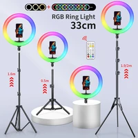13 inch rgb ring light tripod led ring light selfie ring light with stand rgb 26 colors video light for video streaming