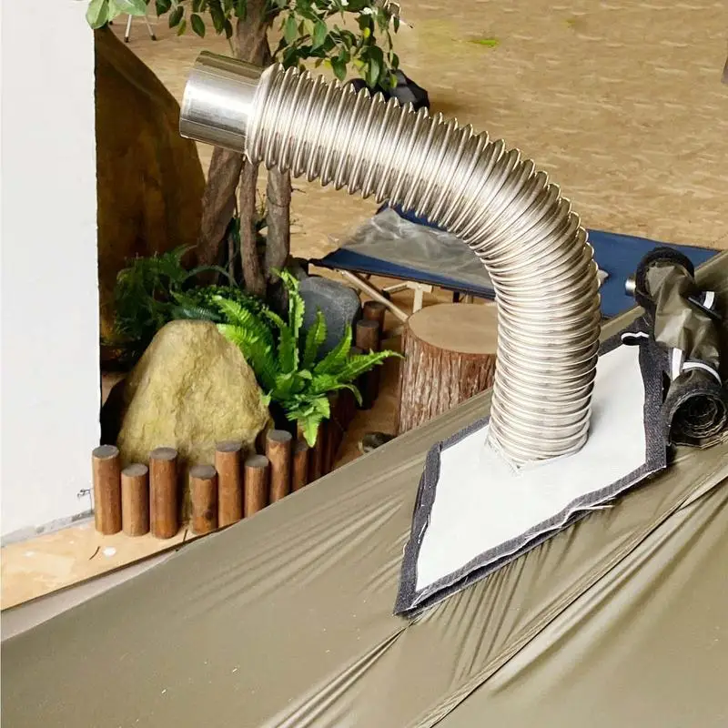 Wood Stove Pipe Stainless Steel Flue Exhaust Stove Pipe Adjustable Ducting Dryer Vent Hose For Pellet Stove Fresh Air Intake