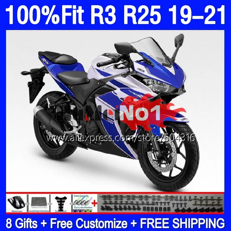 

Injection For YAMAHA R 3 25 YZF-R3 YZFR25 YZFR3 19 20 21 22 168MC.72 YZF-R25 YZF R3 R25 2019 2020 2021 2022 Fairing Blue white