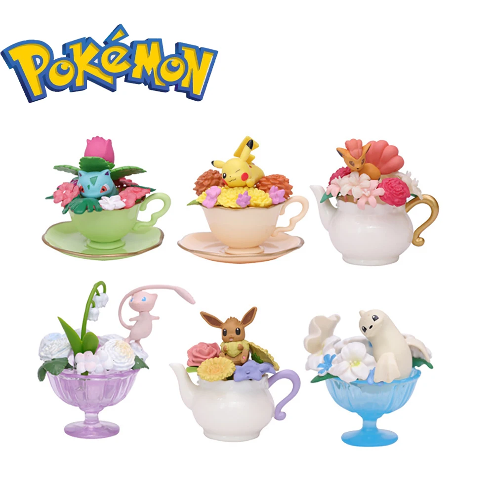 

Покемон, цветок, чайная чашка, Пикачу, Eevee, Маленький эльф, украшение ручной работы, аниме, модель игрушки из ПВХ