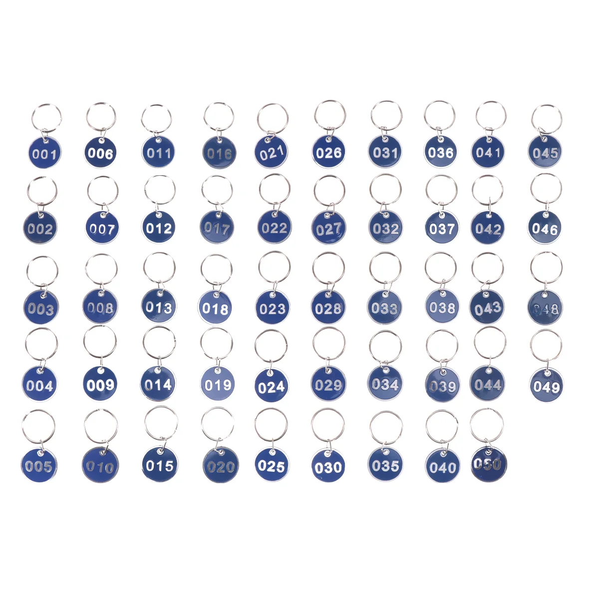 

50 Pcs Number Key Tags 1-50 Suitcase Set Ring Round ID Label Stainless Steel Numbered