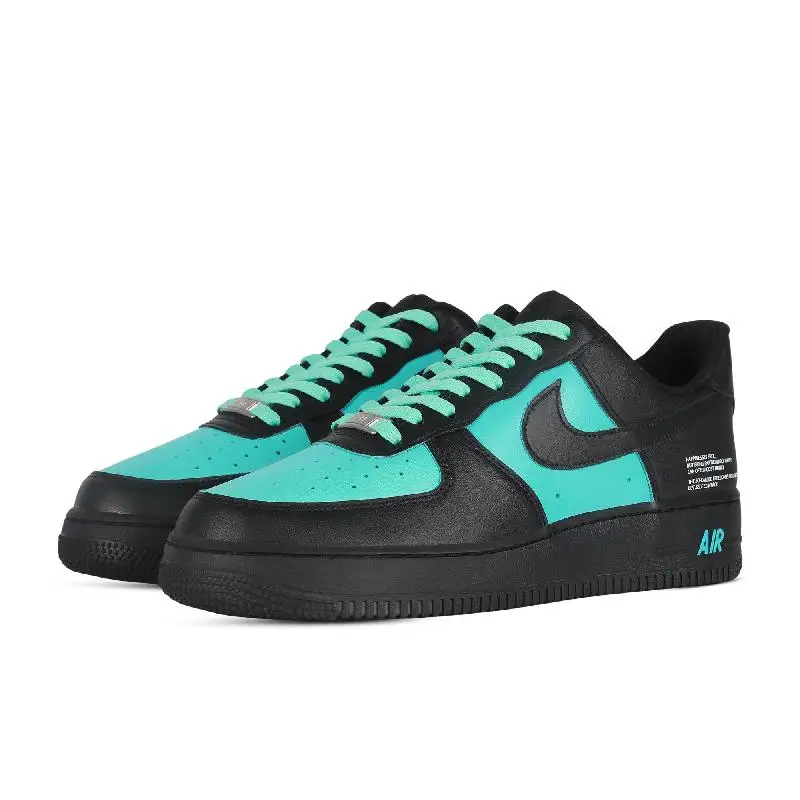 【Настроить】Nike Air Force 1 Обувь для скейтбординга Унисекс Низкие черные/зеленые