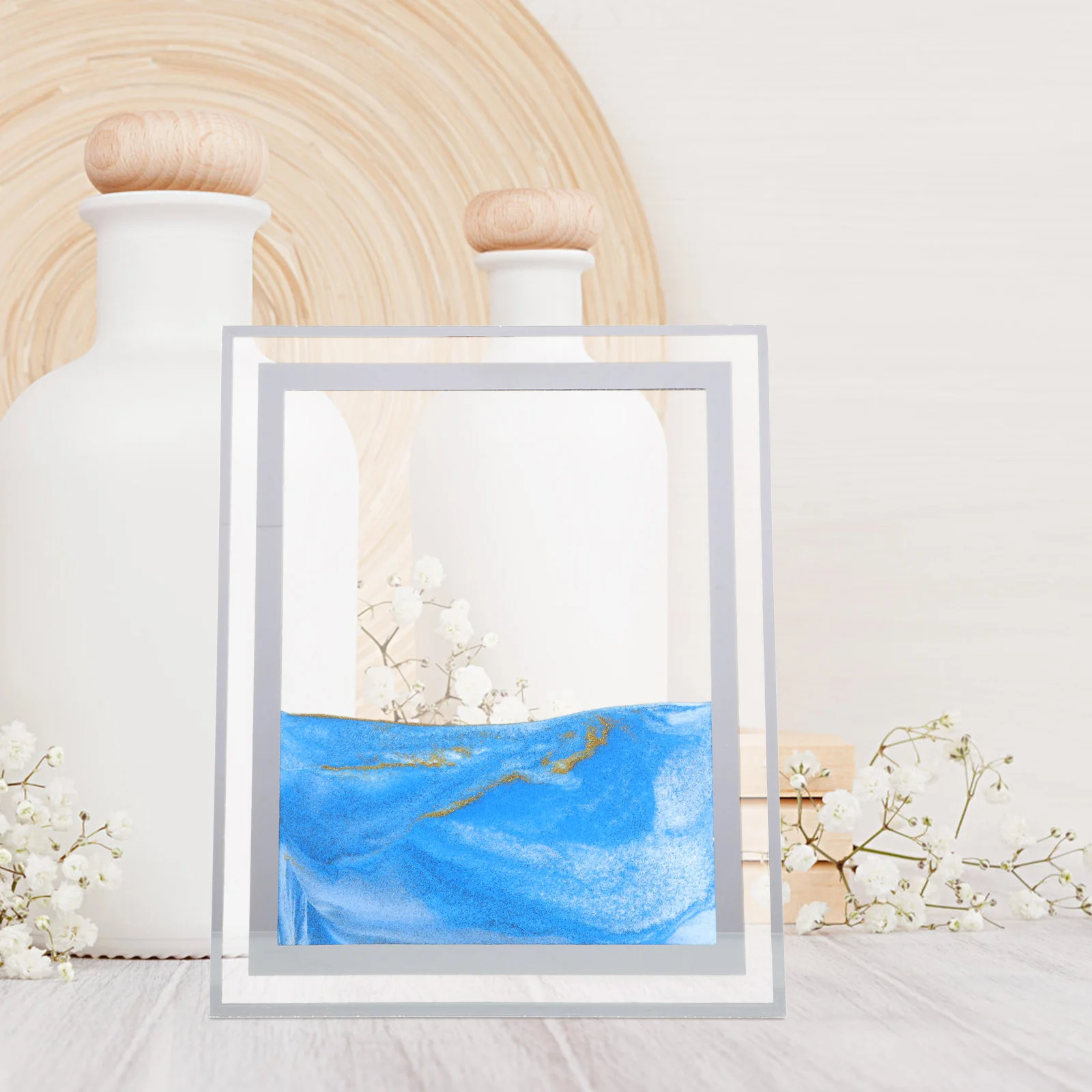 

3d Quicksand Painting Hourglass Adorn Moving Picture Ornaments Water Office