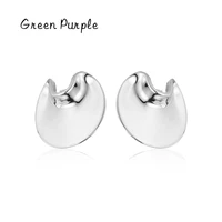 genuine s925 sterling silver glossy big stud earrings for women vintage geometry ear studs fine jewelry accessories gift ce1660