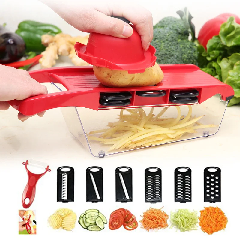 

6 in 1 Vegetable Cutter Grater for Vegetables Slicers Shredders Multi Slicer Peeler Carrot Fruit Gadgets Vegetable Cutting Tools