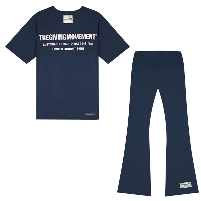 TGM Activewear Suits Flared Leggings Yoga Pants and Short-sleeved Tshirts Oversized Tees Women's Two Piece Sets Workout Clothes