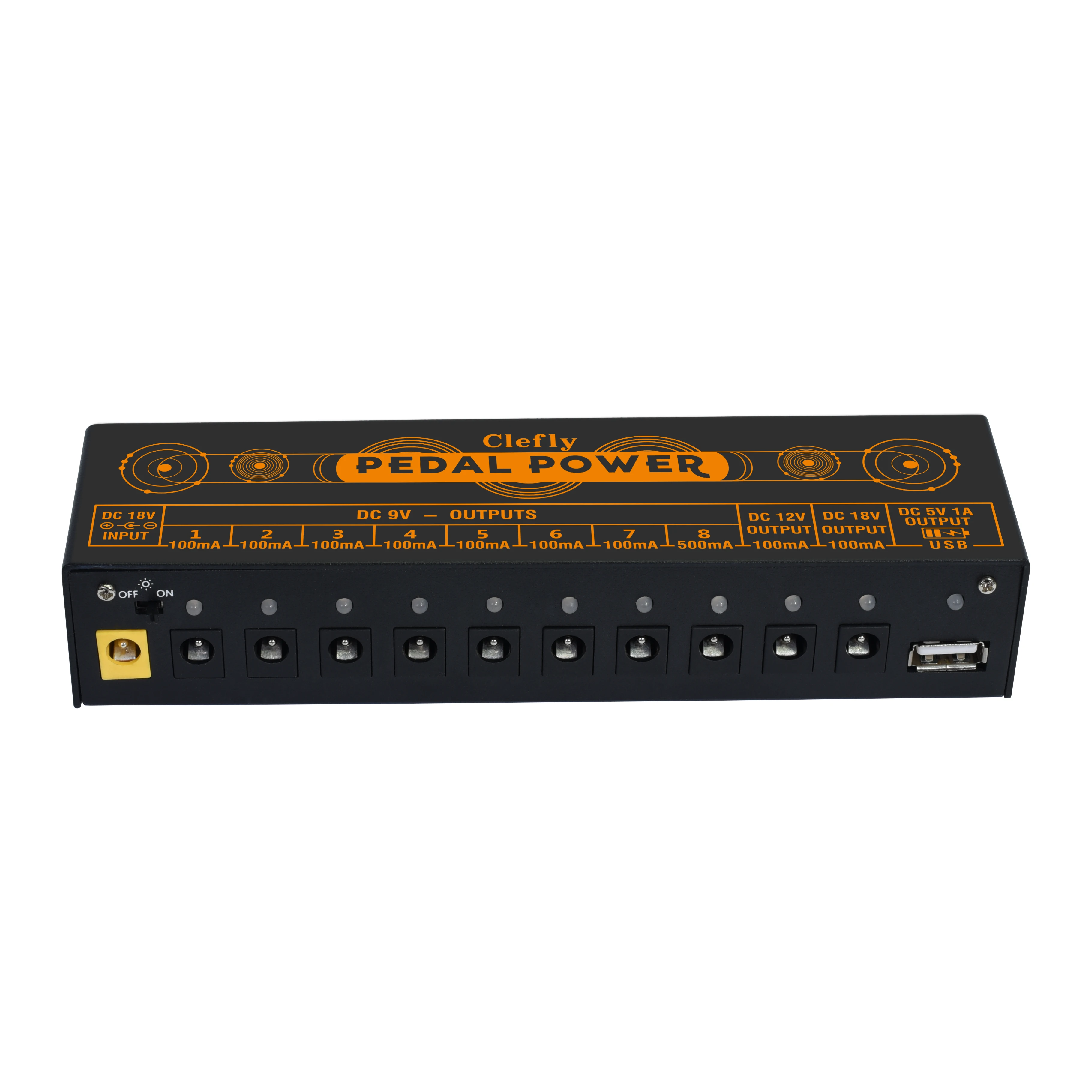 Clefly Pedal Power Supply Update Output Multi Circuit Power Supply For Guitar Pedal 10 Ways 9V/12V/18V DC Outputs & 1 Way 5V USB