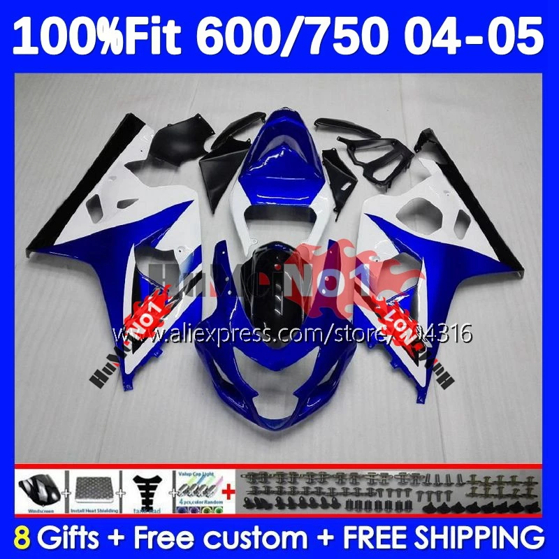 

Injection Body For GSXR 750 600 CC K4 GSX-R600 750CC 15No.16 GSXR-750 GSXR600 GSXR750 04 05 2004 2005 OEM Fairings blue glossy