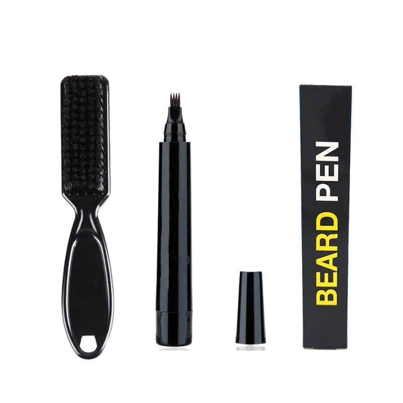 

1 Set Beard Filling Pen Kit Barber Pencil With Brush Salon Facial Hair Engraving Styling Eyebrow Tool Male Mustache Repair Shape