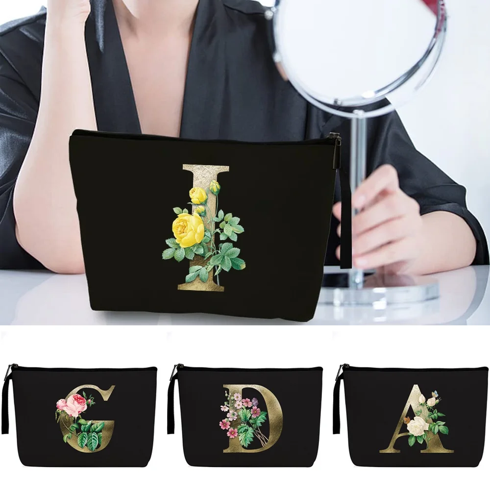 

Cosmetic Bag Multifunctional Mobile Phone Bag Ladies Lipstick Beauty Cases Large Capacity Golden Flower Print Makeup Bags
