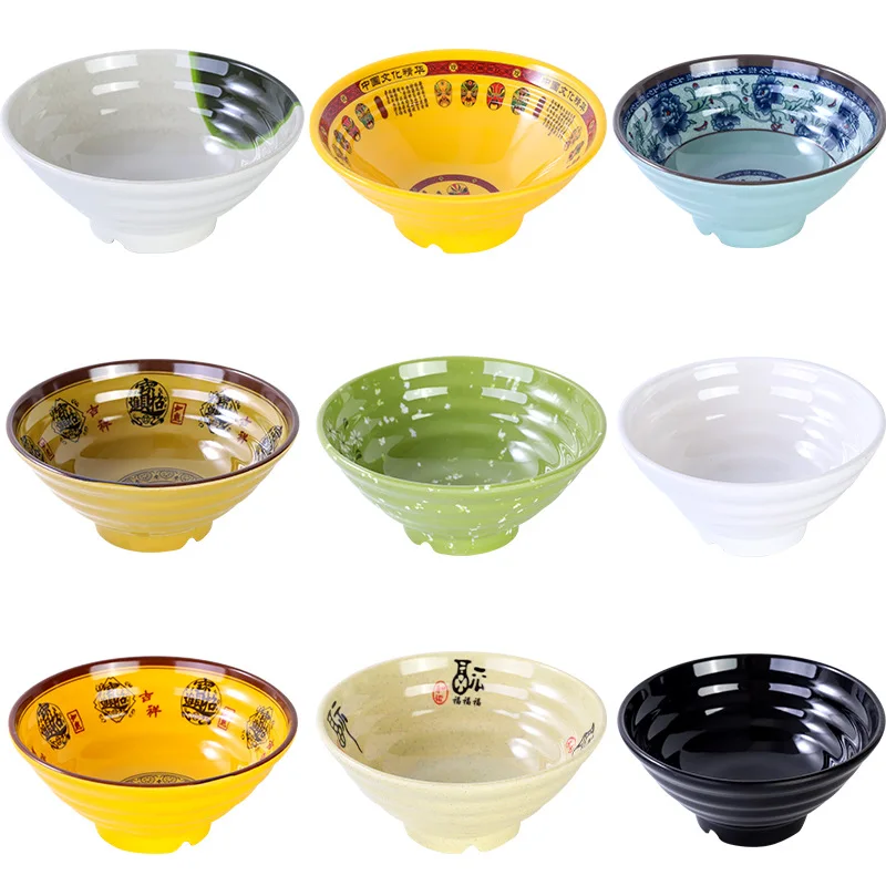 

Thickened Melamine Noodle Bowl Imitation Porcelain Large Soup Powder Commercial Spicy Hot Anti Falling Plast