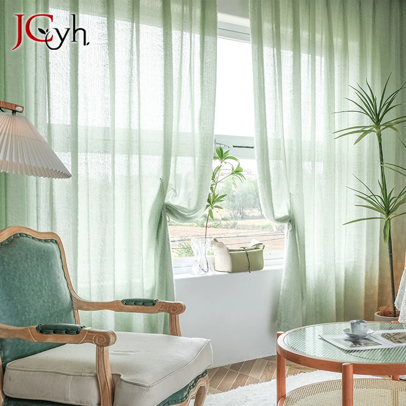 

Transparent Sheer Tulle Curtains for Window Solid Veiling Curtain for Living Room Hall Finished Cortina Voilage Treatment Custom